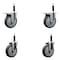 Service Caster 5'' Thermoplastic Rubber Swivel 3/4'' Expanding Stem Caster Set 2 Total Lock Brakes, 4PK SCC-EXTTL20S514-TPRB-2-S-2-34 - alternate 1